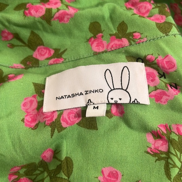 Natasha Zinko Floral Button Down Shirt in Lime Green, size Medium/4 - Picture 7 of 14